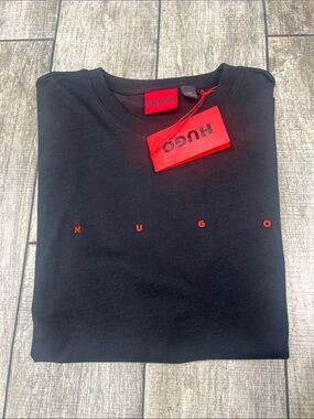 HUGO Black Short Sleeve Tee with Red Logo NWT